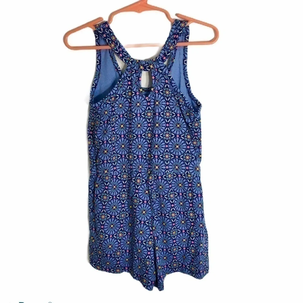 Old Navy Blue Floral Romper Sz XS 5